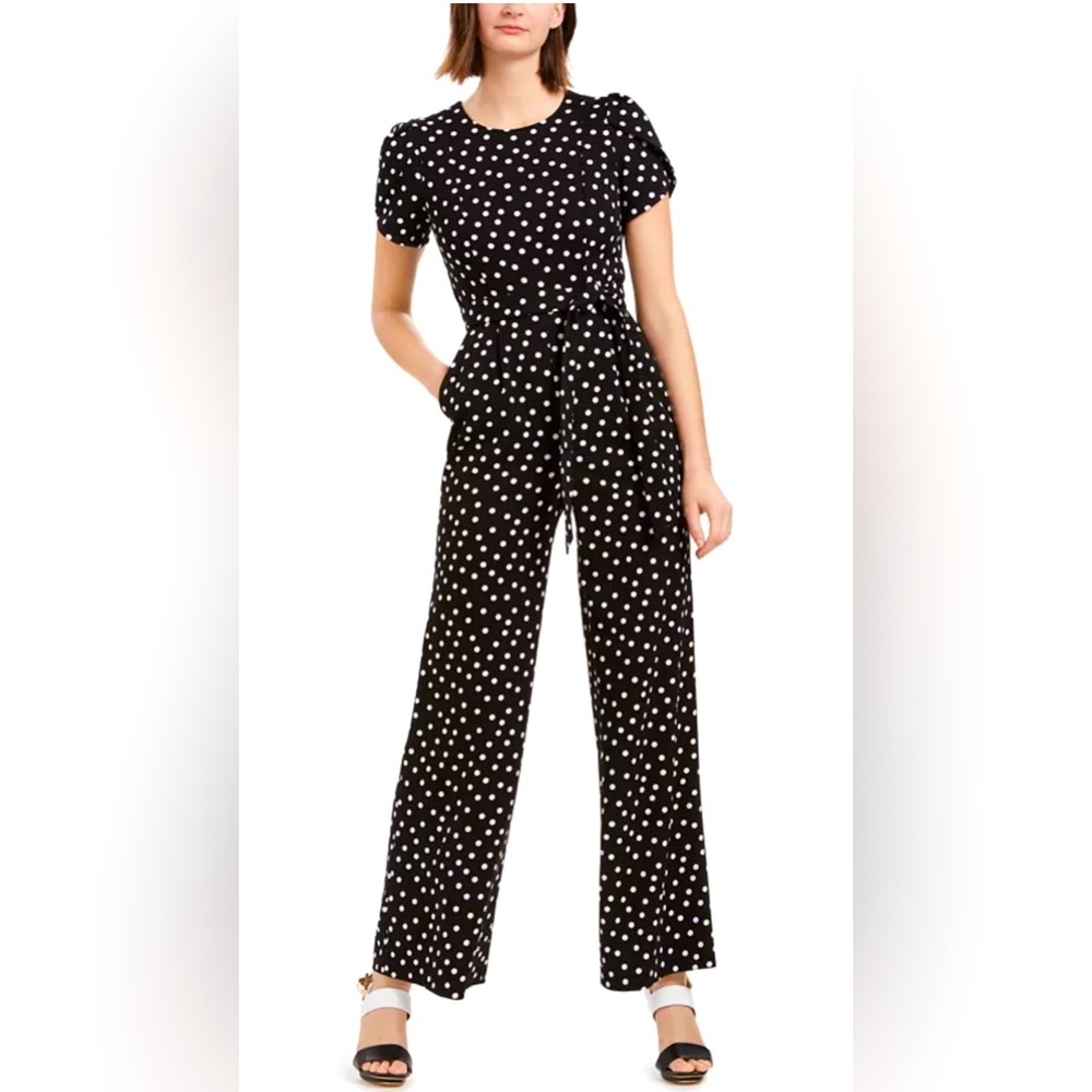 Calvin Klein | Polka Dot Tulip Sleeve Jumpsuit, Size 14